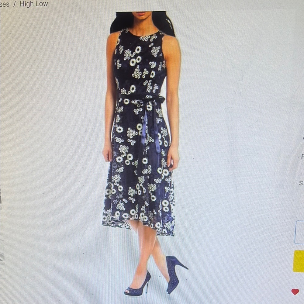 Tahari womens Arthur Levine Navy Gold floral dress